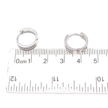 925 Sterling Silver Round-Cut C Z Hoop Earrings