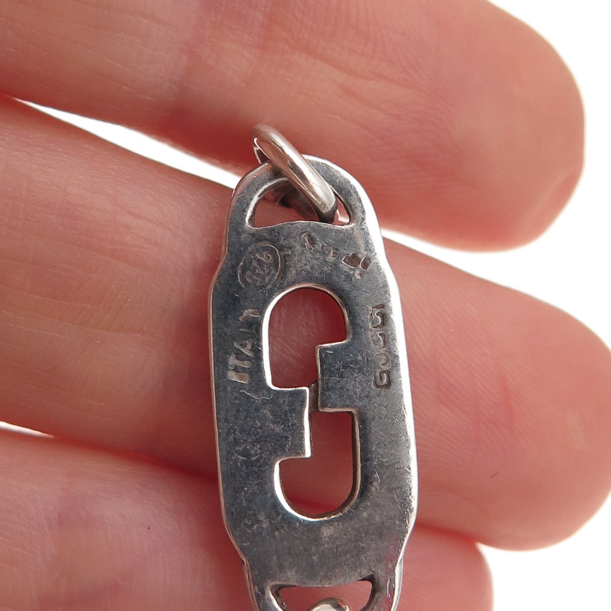 Gucci 925 Sterling Silver Vintage Italy Enamel Interlocking G Chain Necklace 32"