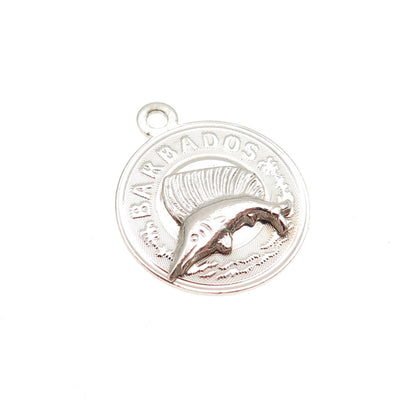 CREA 925 Sterling Silver Vintage Barbados Swordfish Mini Charm Pendant