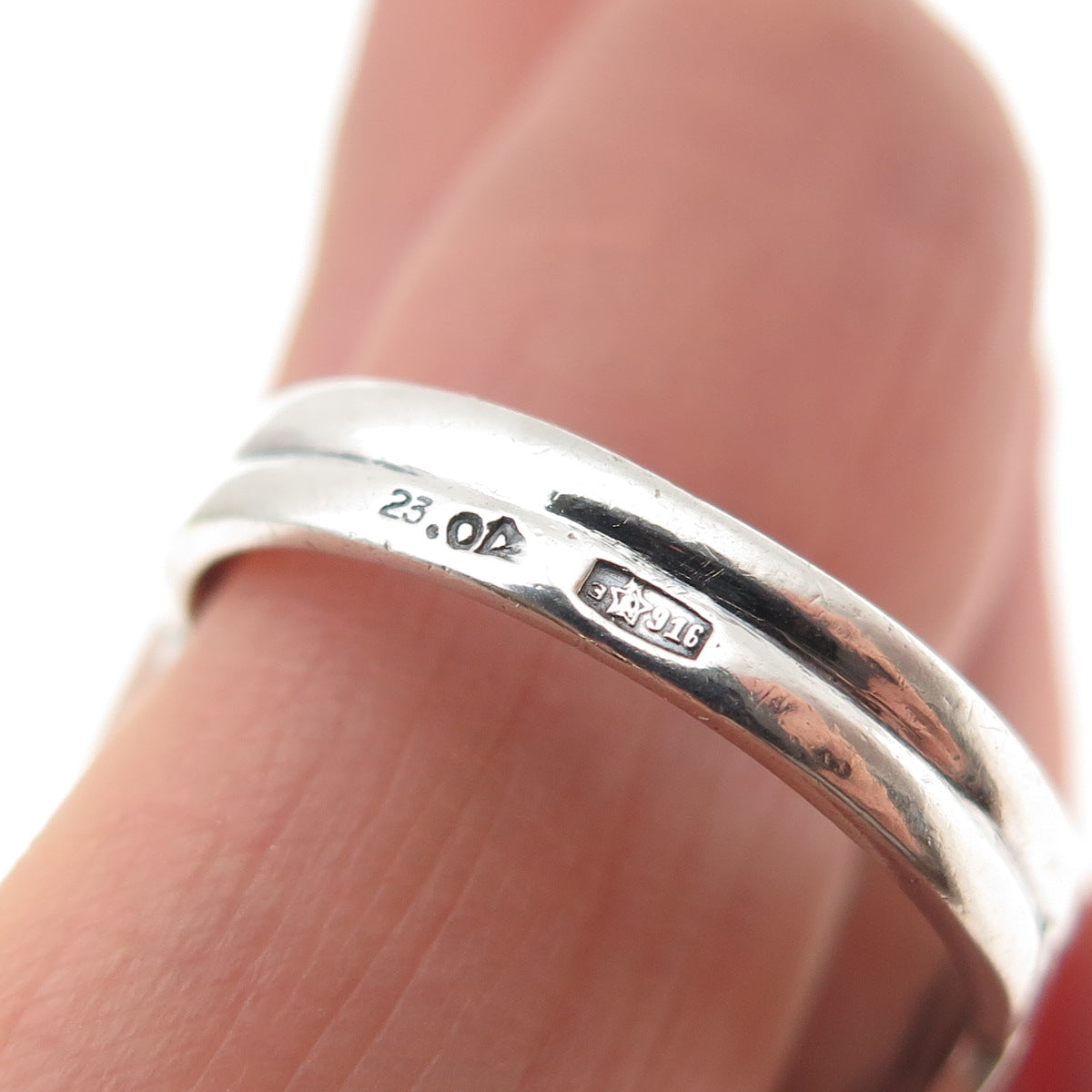 916 Silver Vintage European Lab-Created Ruby Modernist Heart Ring Size 8.25