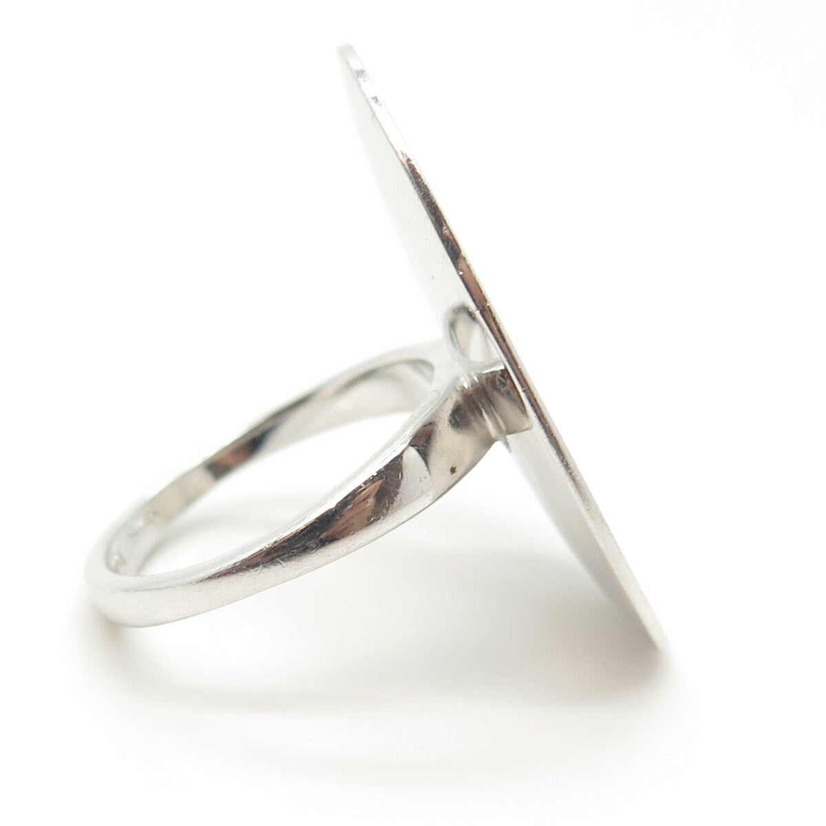 925 Sterling Silver Vintage Finola Modernist Oval Disc Cocktail Ring Size 8