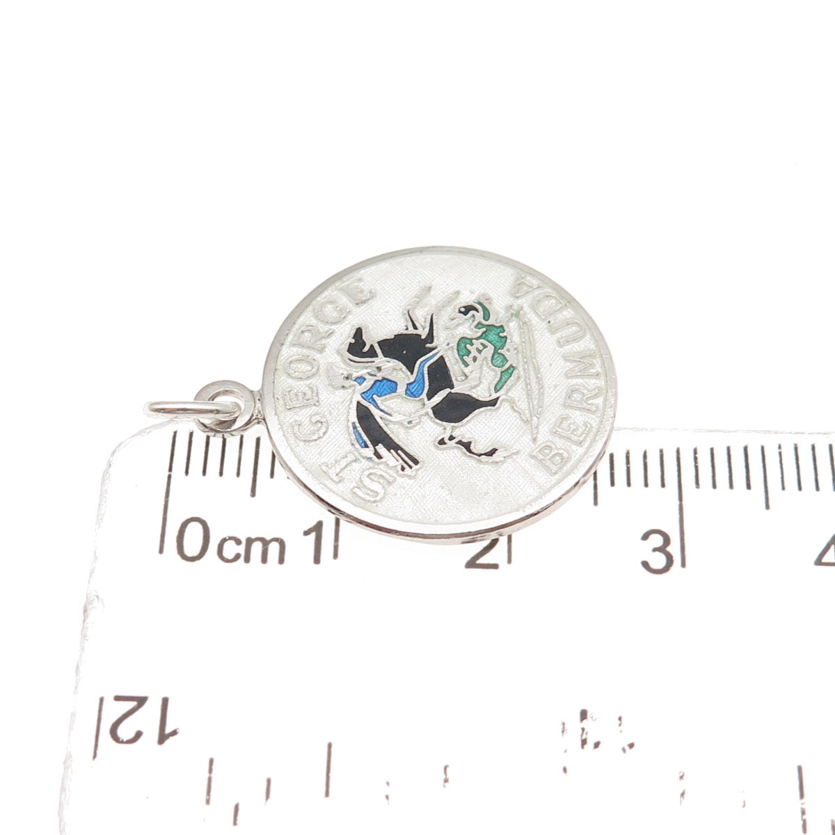Breadner Co. 925 Sterling Silver Vintage Enamel St. George Bermuda Charm Pendant