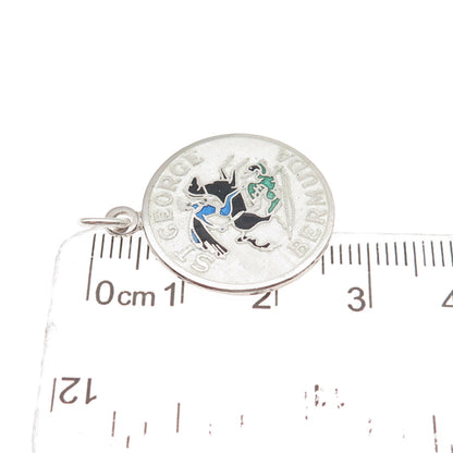 Breadner Co. 925 Sterling Silver Vintage Enamel St. George Bermuda Charm Pendant