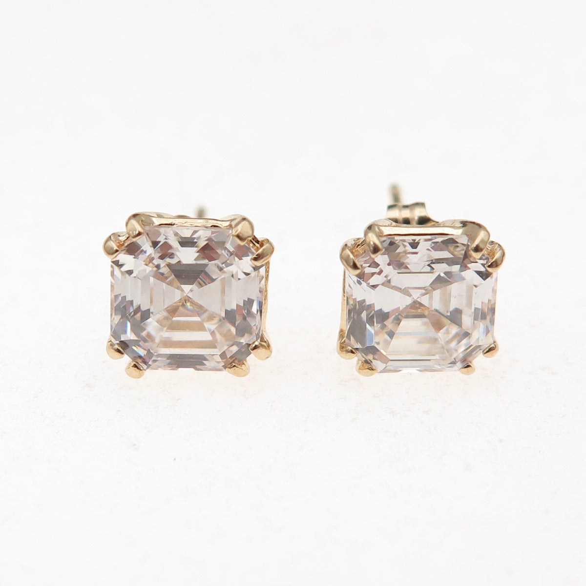 Jacmel Mauritius 14K Gold Asscher-Cut C Z Stud Earrings