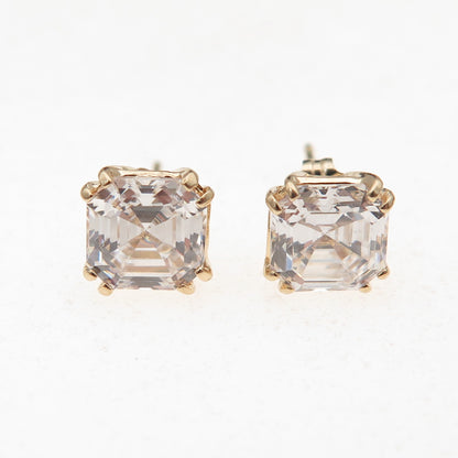 Jacmel Mauritius 14K Gold Asscher-Cut C Z Stud Earrings