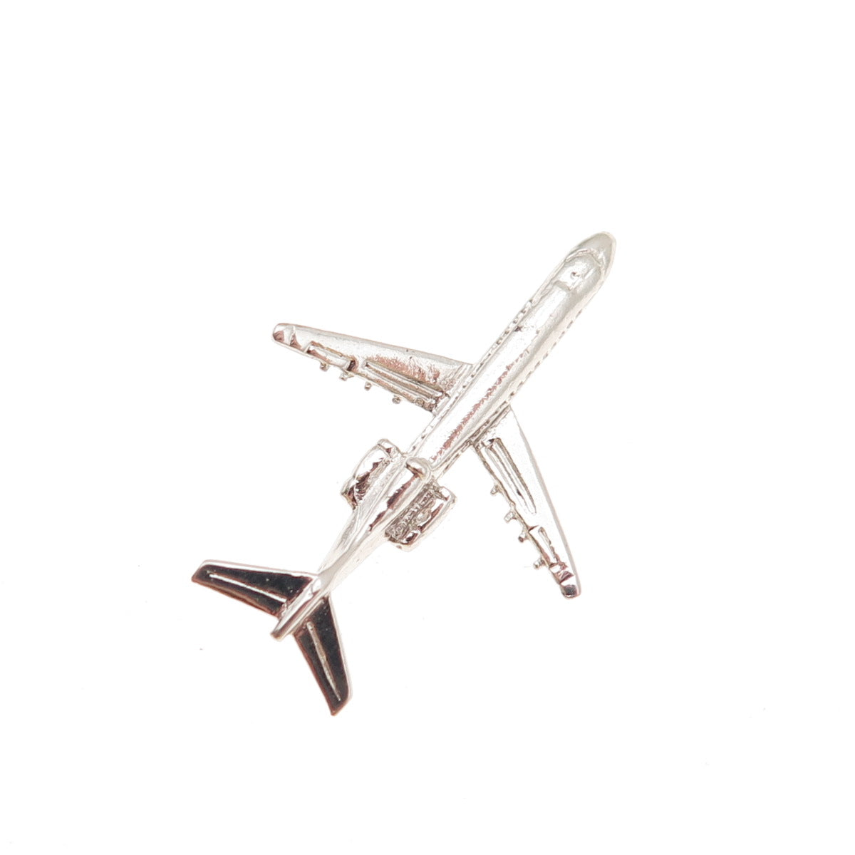 925 Sterling Silver Vintage Airplane 3D Charm Pendant