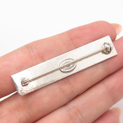 925 Sterling Silver Vintage Danecraft Textured Bar Pin Brooch