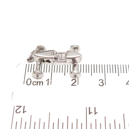 Wells Sterling Silver Vintage Enamel Number 14 Retro Racing Car 3D Mini Pendant