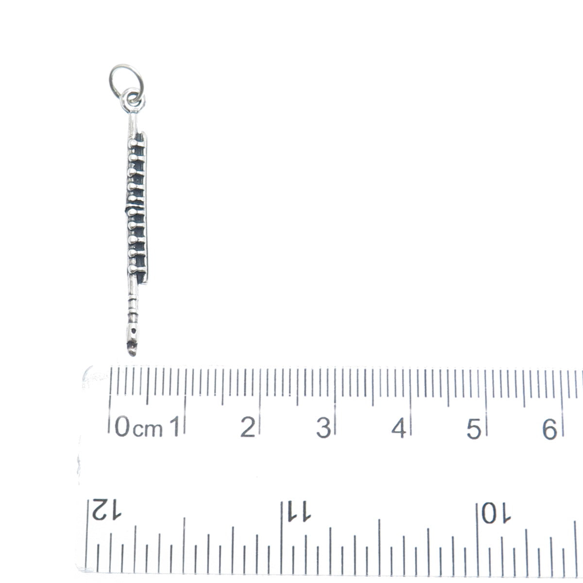 925 Sterling Silver Vintage Flute Music Instrument Oxidized Charm Pendant