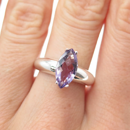 CLYDE DUNEIER CID 925 Sterling Silver Vintage Real Amethyst Ring Size 6.75