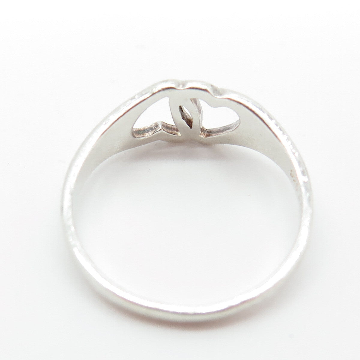 925 Sterling Silver Vintage Couple of Hearts Ring Size 7.25