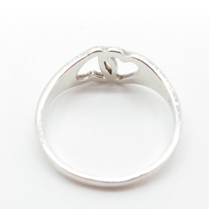 925 Sterling Silver Vintage Couple of Hearts Ring Size 7.25