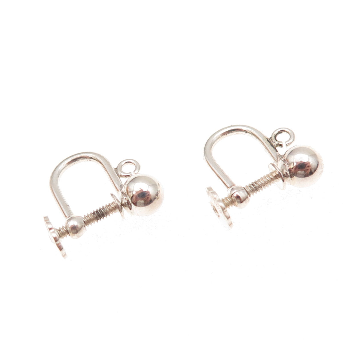 925 Sterling Silver Vintage Charm Holder Screw Back Earrings