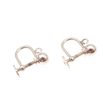 925 Sterling Silver Vintage Charm Holder Screw Back Earrings