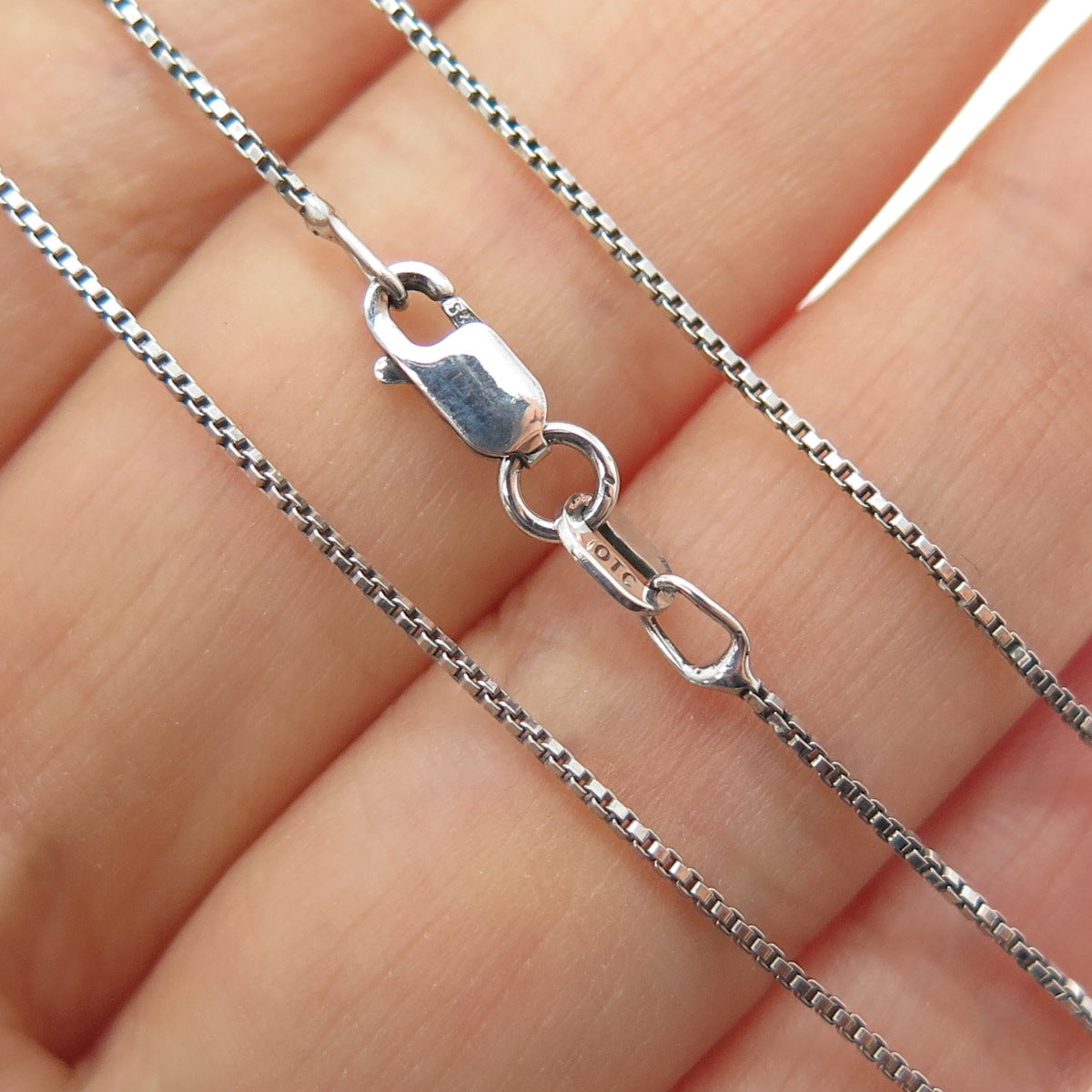 925 Sterling Silver Italy Box Chain Necklace 18"