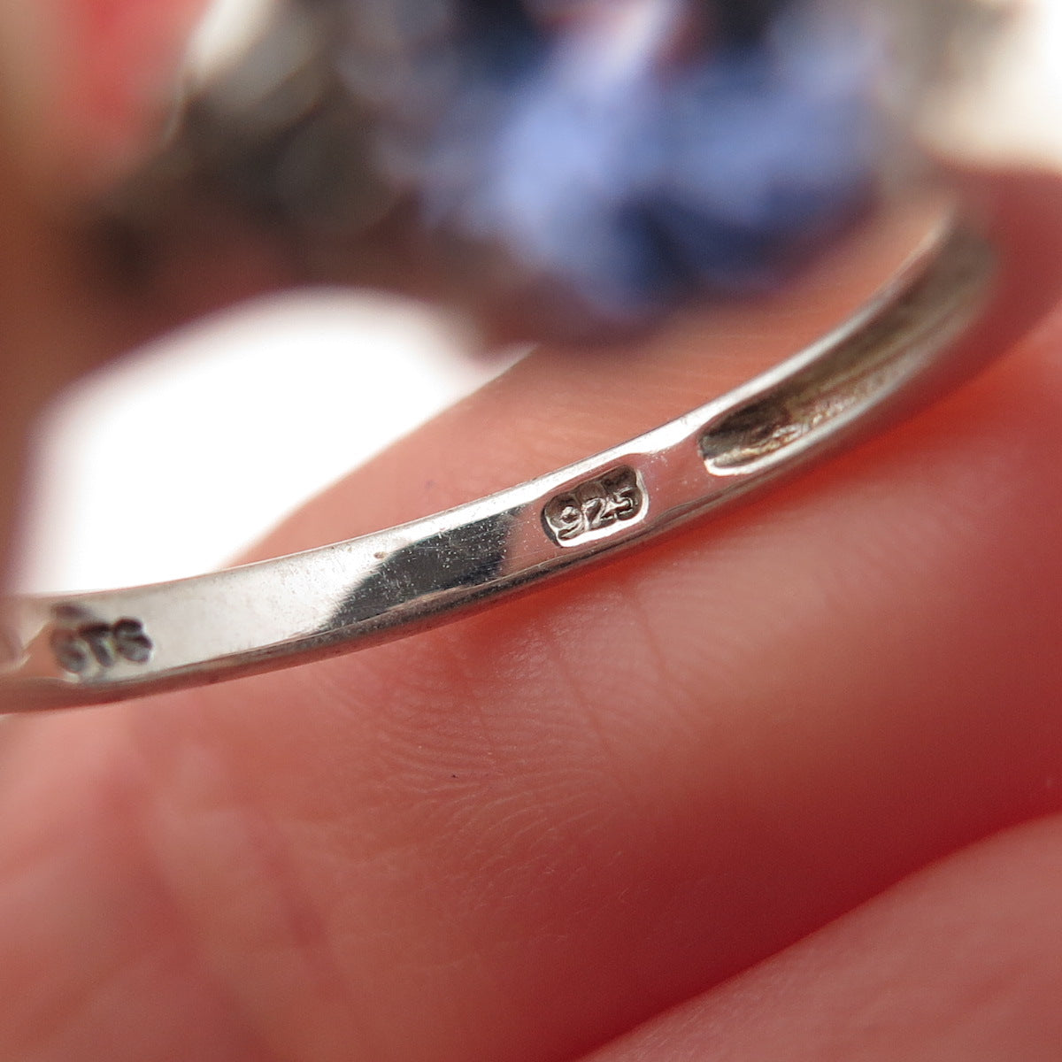 Chuck Clemency 925 Sterling Silver Real Tanzanite & White Topaz Ring Size 8