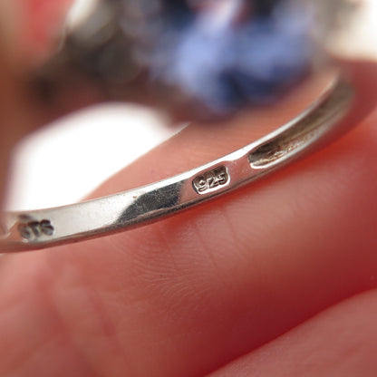 Chuck Clemency 925 Sterling Silver Real Tanzanite & White Topaz Ring Size 8