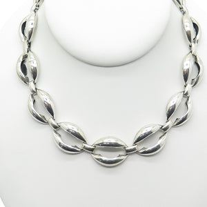 DANECRAFT 925 Sterling Silver Antique Art Deco Coffee Bean Chain Necklace 15"