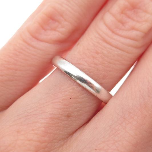 925 Sterling Silver Vintage Classic Wedding Band Ring Size 6