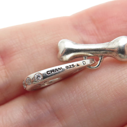 CHAMILIA 925 Sterling Silver C Z Dog Bone Dangle Charm