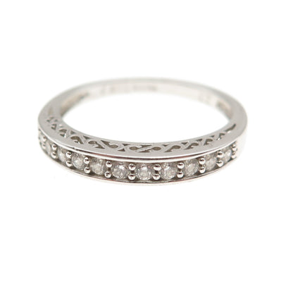 925 Sterling Silver Round-Cut C Z Half Eternity Band Ring Size 7.25