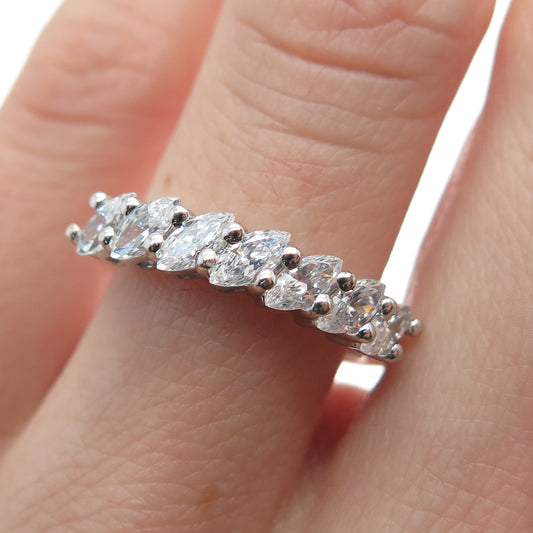 925 Sterling Silver Marquise-Cut C Z Ring Size 6.25