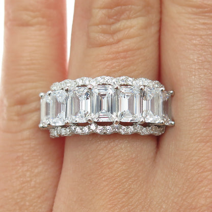 925 Sterling Silver Radiant & Round-Cut Shaped C Z Ring Size 7.25