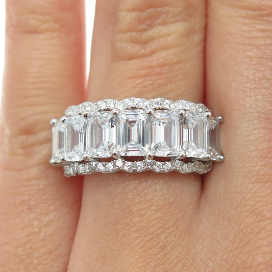 925 Sterling Silver Radiant & Round-Cut Shaped C Z Ring Size 7.25