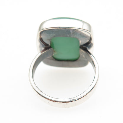 925 Sterling Silver Vintage Real Cabochon Chrysoprase Ring Size 7.75