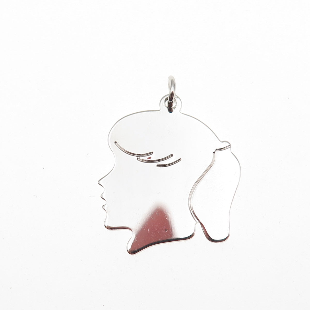 AUTOMADE 925 Sterling Silver Vintage Girl's Profile Mini Charm Pendant
