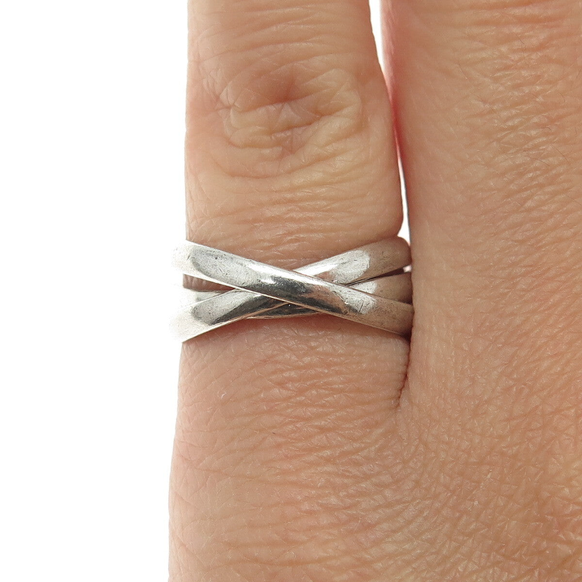 925 Sterling Silver Vintage Mexico Interlocked Trinity Oxidized Ring Size 5.75