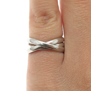 925 Sterling Silver Vintage Mexico Interlocked Trinity Oxidized Ring Size 5.75