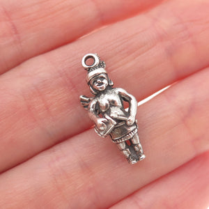 925 Sterling Silver Vintage One Wing Indian Chief Oxidized 3D Mini Charm Pendant