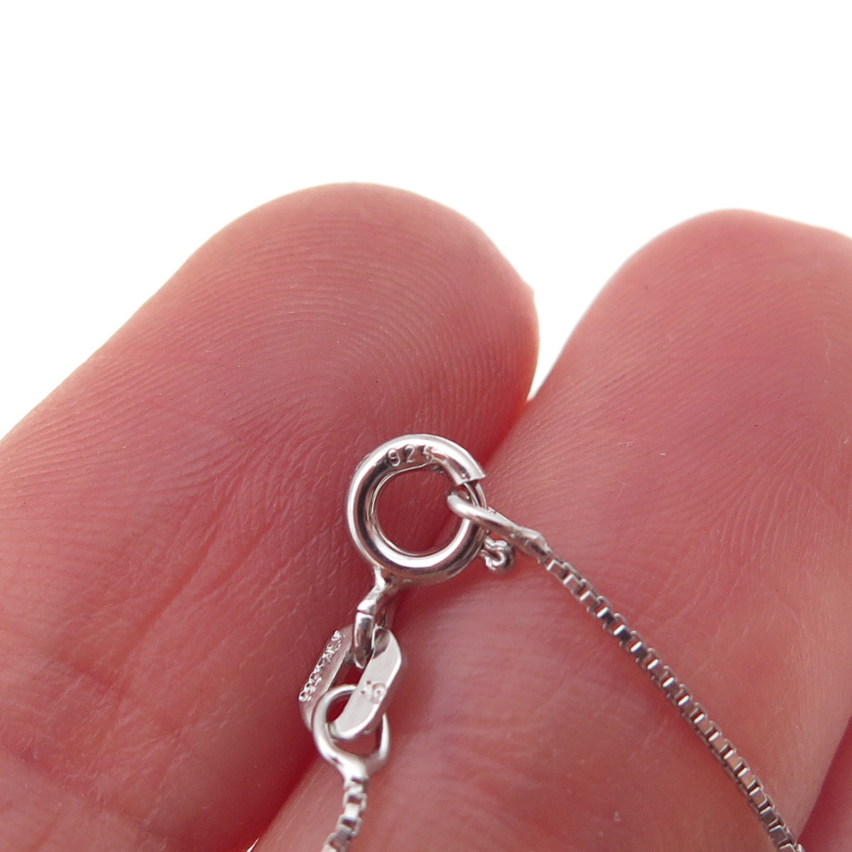 925 Sterling Silver 2-Tone Real Diamond Double Heart Box Chain Necklace 18"