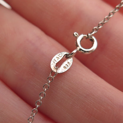 925 Sterling Silver Blue Enamel Rain Cloud Round Tag Cable Chain Necklace 18"