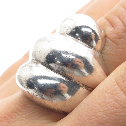 925 Sterling Silver Vintage Mexico Modernist Oxidized Ring Size 7.5