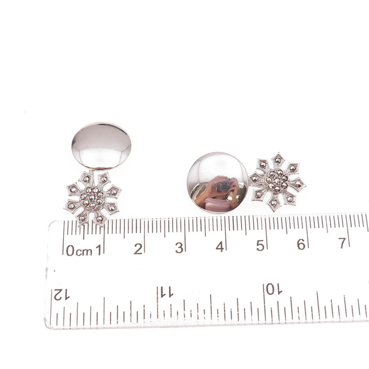 925 Sterling Silver Antique Art Deco Real Marcasite Floral Cufflinks