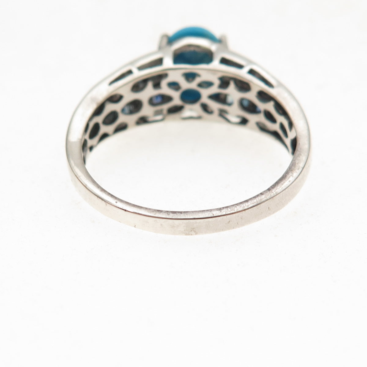 Chuck Clemency 925 Sterling Silver Real Diamond Turquoise Sapphire Ring Size 10