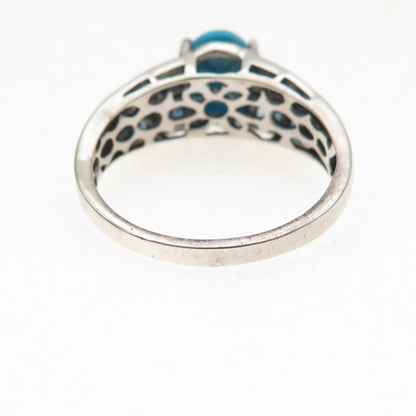 Chuck Clemency 925 Sterling Silver Real Diamond Turquoise Sapphire Ring Size 10