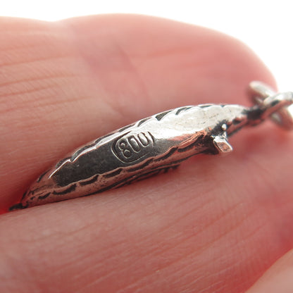 800 Silver Vintage Gondola Boat Minimalist Oxidized Charm Pendant