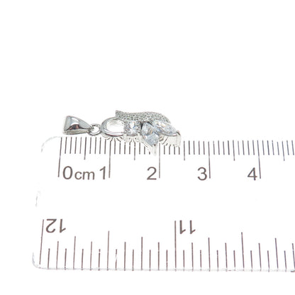 DBJ DEE BERKLE Sterling Silver Round & Marquise-Cut C Z Minimalist Charm Pendant