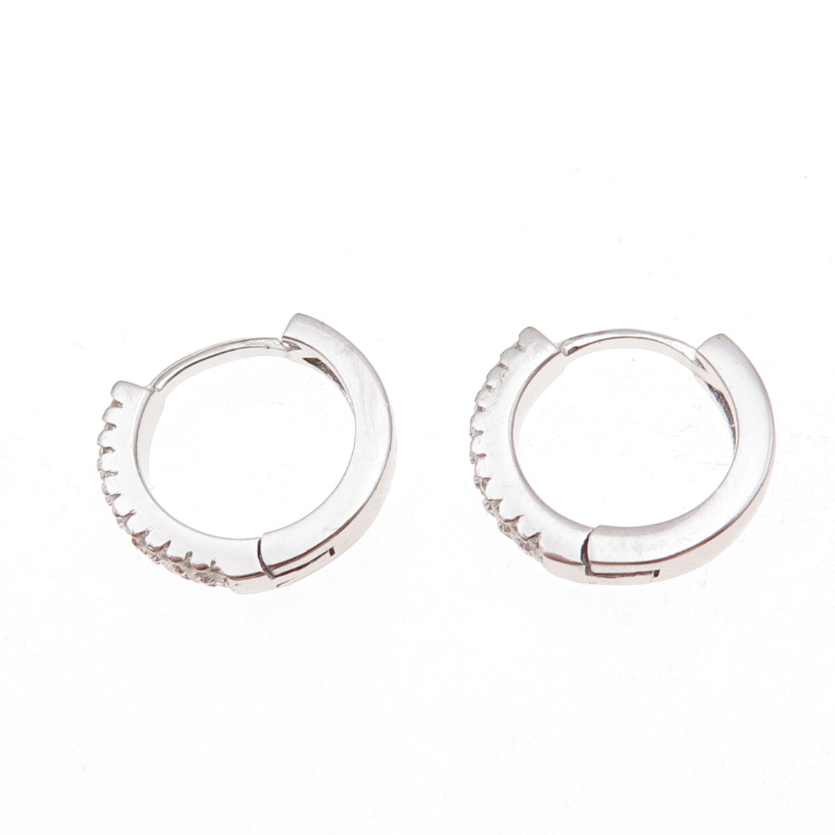 925 Sterling Silver Round-Cut C Z Hoop Earrings