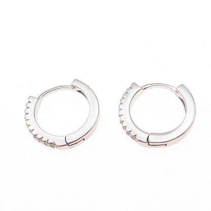 925 Sterling Silver Round-Cut C Z Hoop Earrings