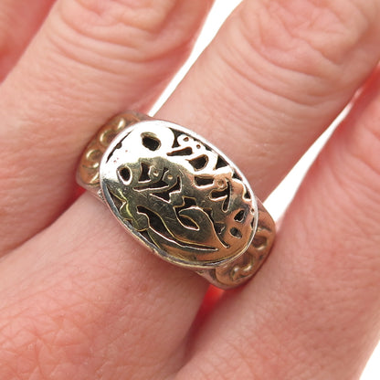 800 Silver Vintage Egypt Arabic Script Oxidized Ring Size 7.5