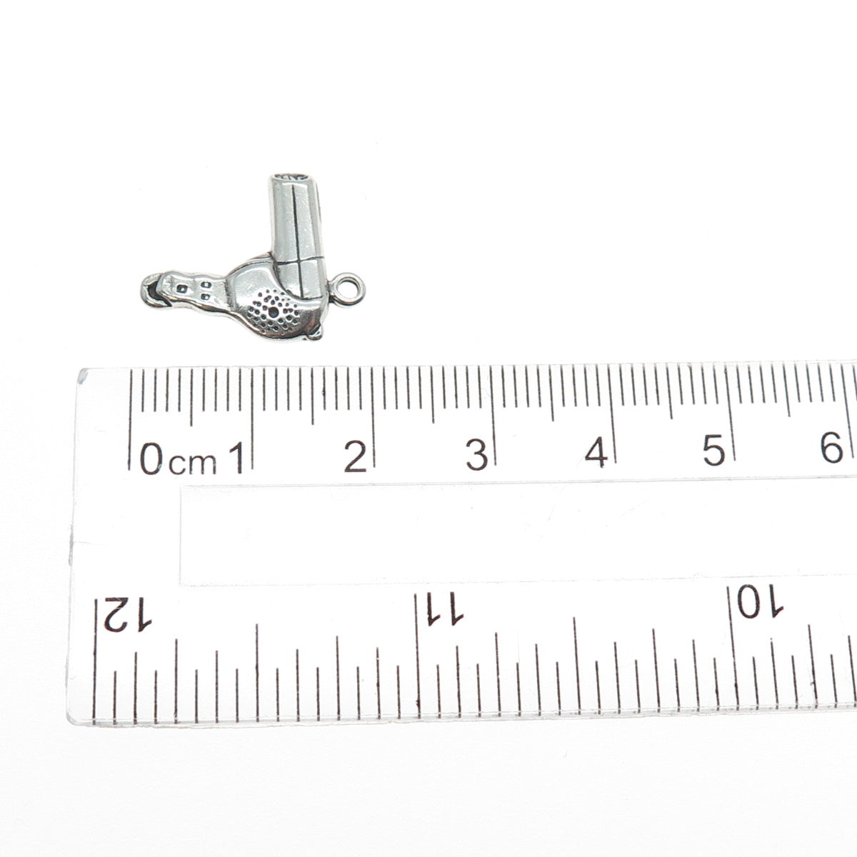 SHUBE 925 Sterling Silver Vintage Hair Dryer Oxidized Minimalist Charm Pendant