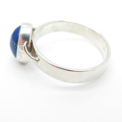 925 Sterling Silver Vintage Real Cabochon Lapis Lazuli Ring Size 8.75