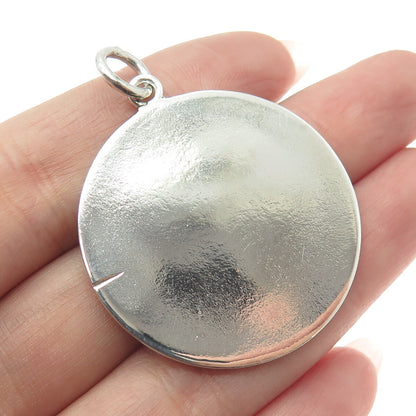 925 Sterling Silver Vintage Aries Zodiac Sign Round Pendant