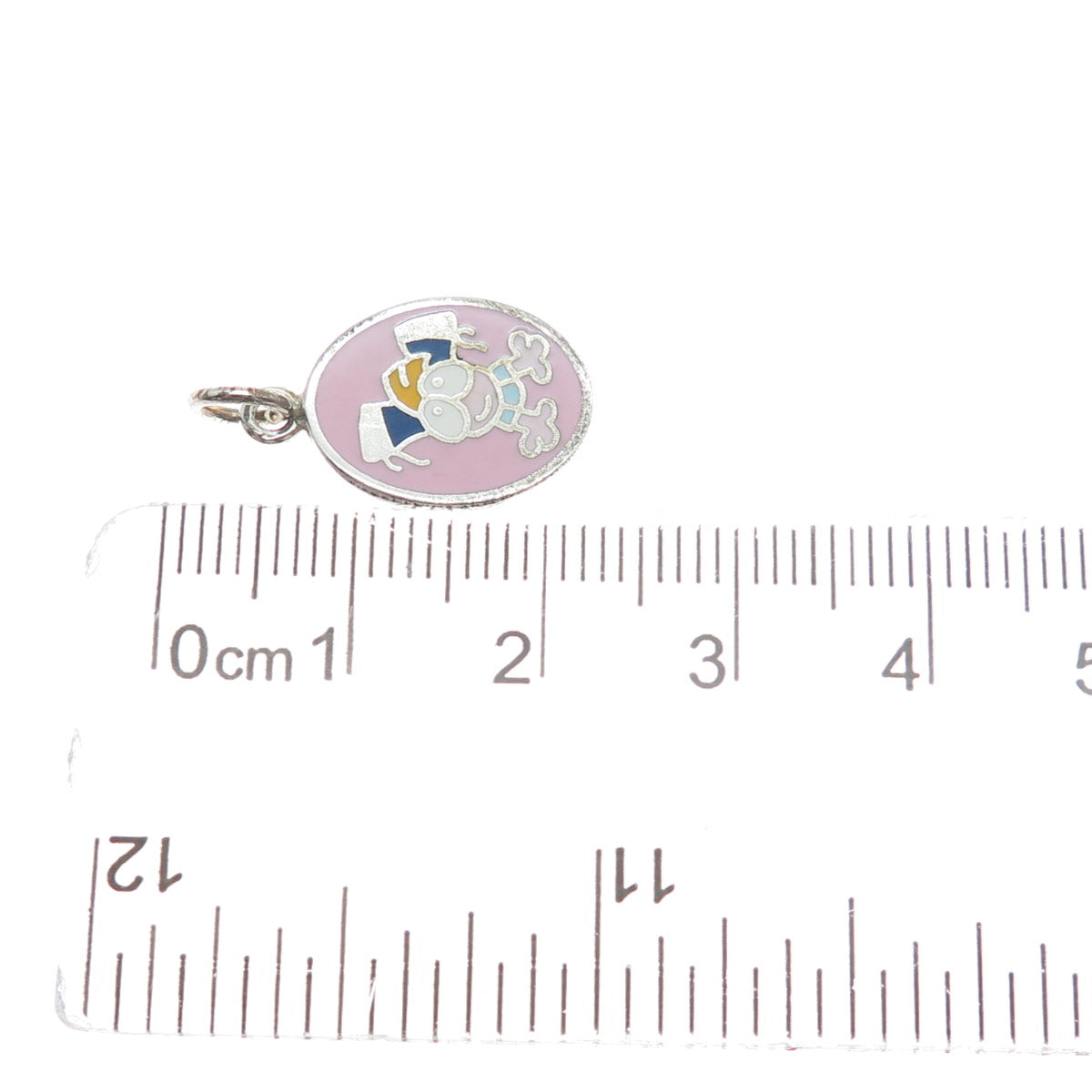 925 Sterling Silver Vintage Enamel Cartoon Character Toddler Girl Mini Pendant
