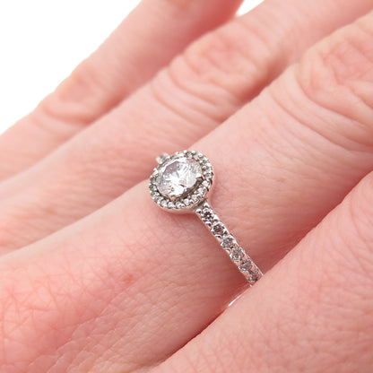 Pandora 925 Sterling Silver Round-Cut C Z Engagement Ring Size 6.25