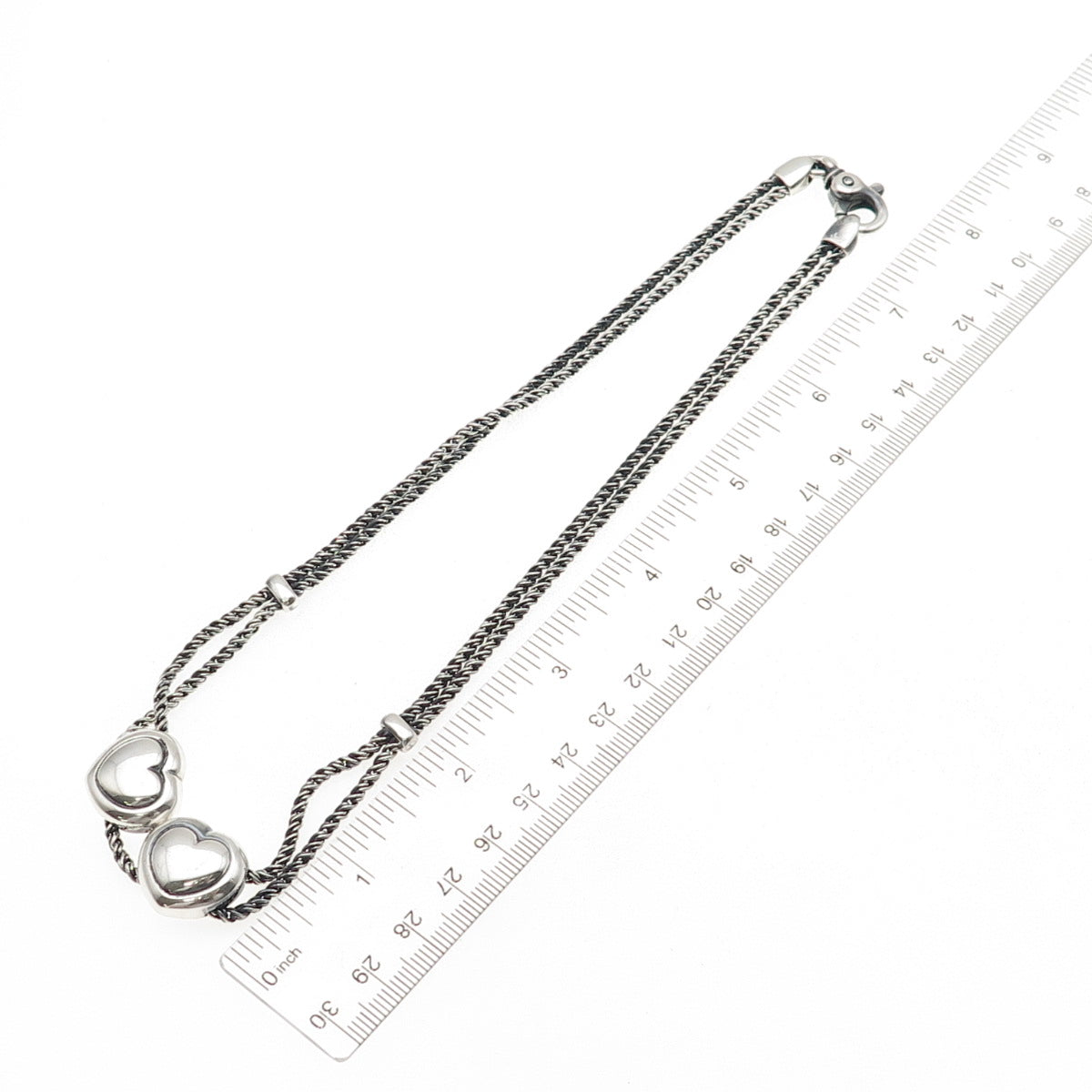 Tiffany & Co. 925 Sterling Vintage Italy Double Heart Rope Chain Necklace 16"